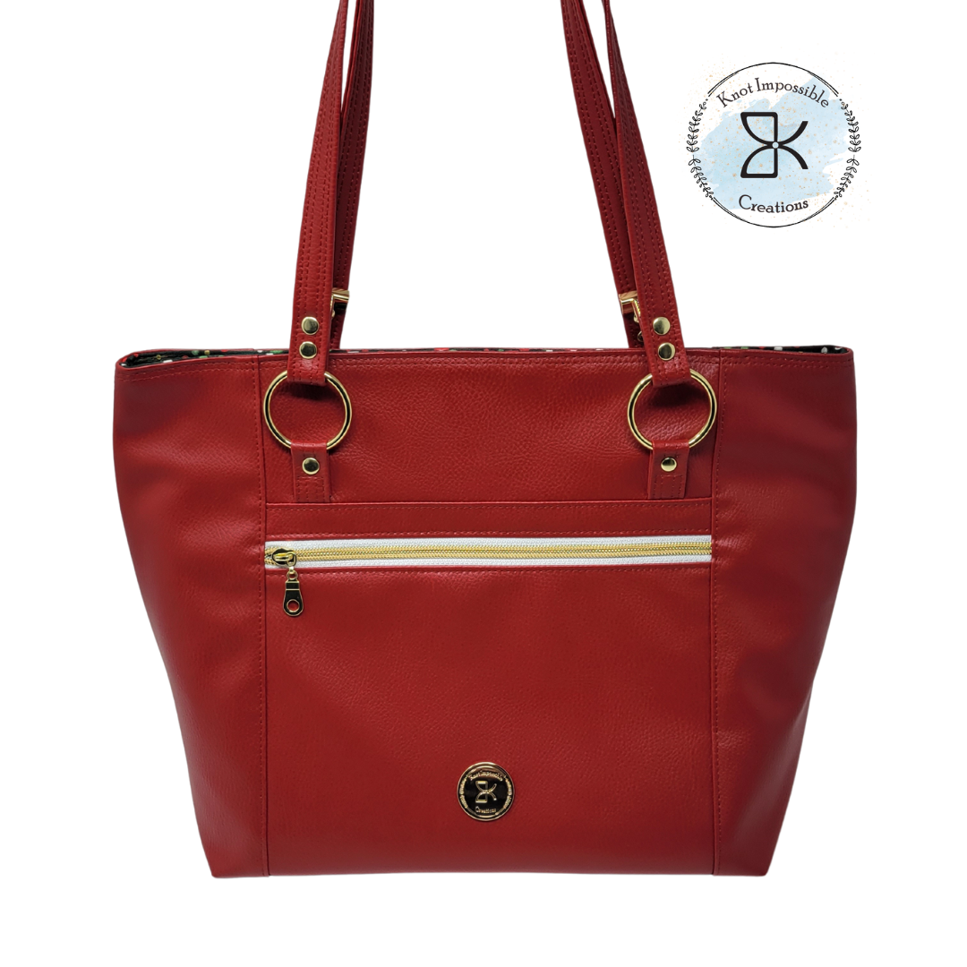 Telling Tote - Deep Red Faux Leather