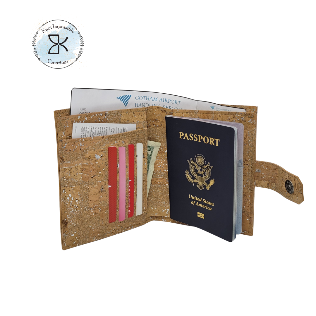 Silver Shale Cork Passport Wallet