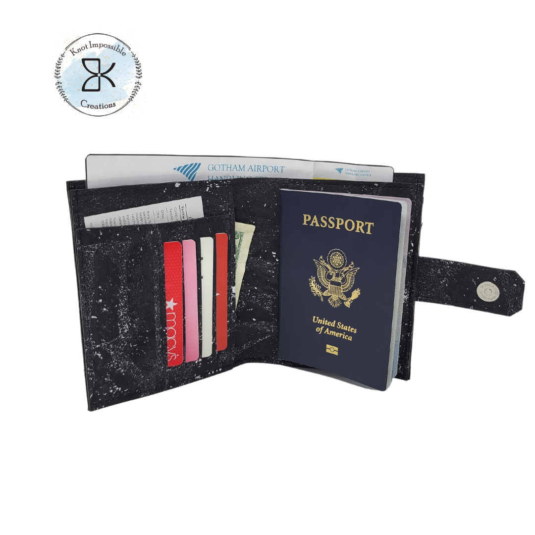 Onyx Silver Waves Cork Passport Wallet